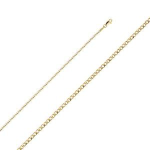 14KT Gold Hollow Cuban Bevel Chain 2mm 16 Inches